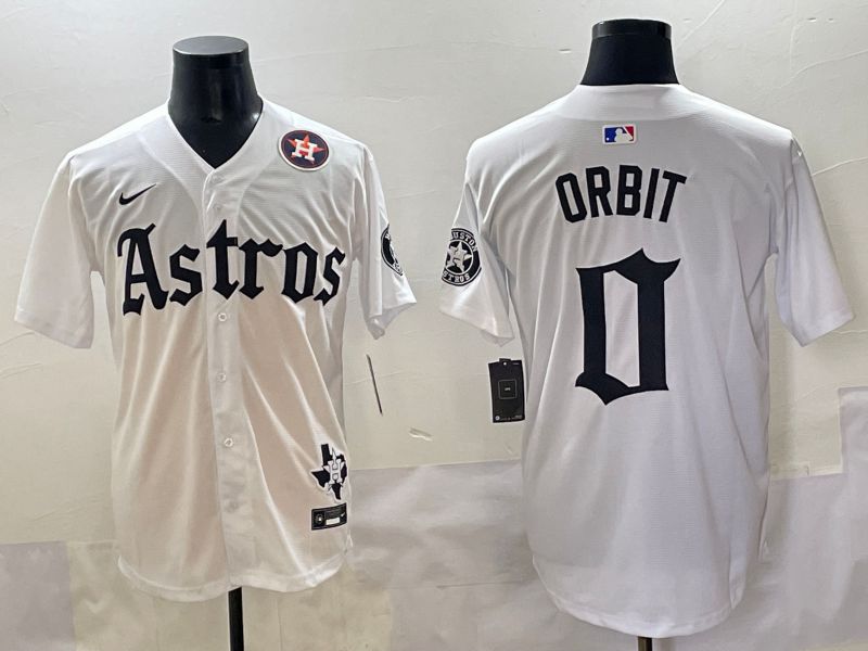 Men 2025 Houston Astros #0 Orbit White Five generations Joint Name Nike MLB Jersey style 9